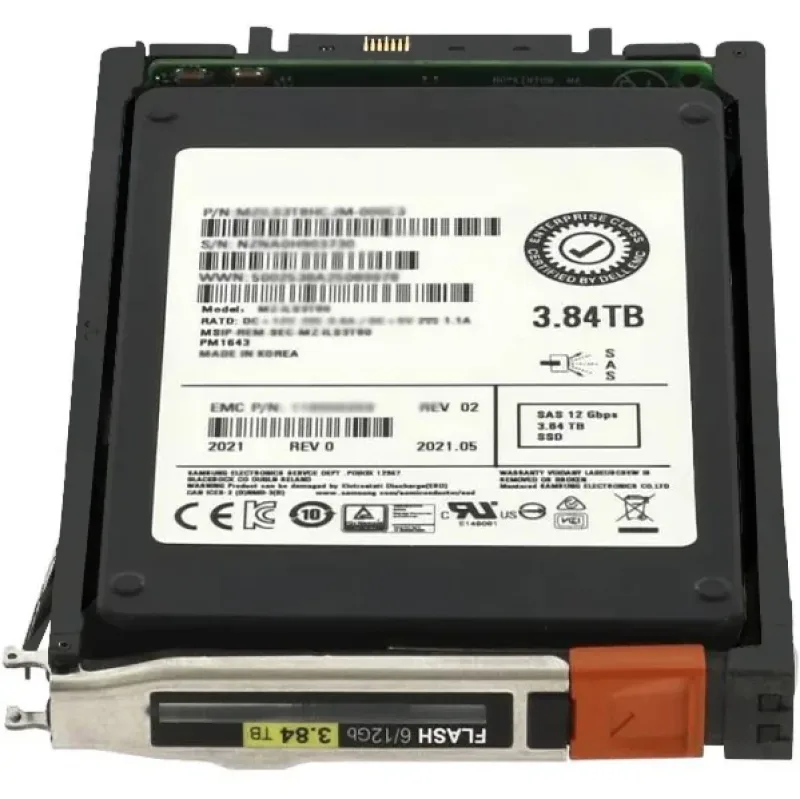 EMC 005053159 3.84TB SAS 12Gb/s Read Intensive SFF 512e 2.5 inch Solid State Drive with Tray for Unity 380F