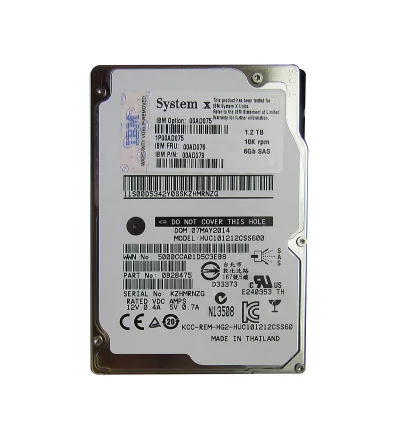 00AD076 - IBM 1.2TB 10000RPM SAS 6GB/s 2.5-inch G2HS Hard Drive with Tray