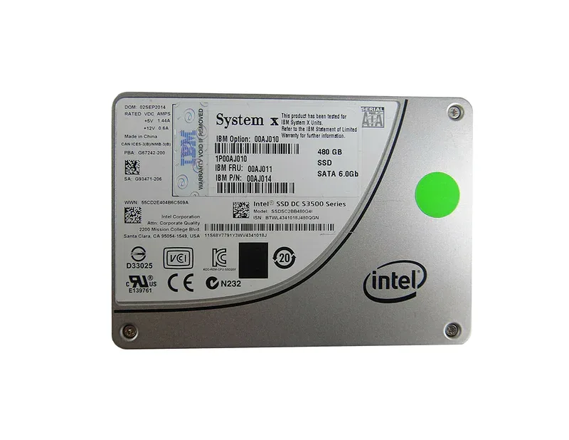 00AJ011 - IBM S3500 480GB SATA 6GB/s MLC 2.5-inch Hot-pluggable Enterprise Value SSD for IBM System
