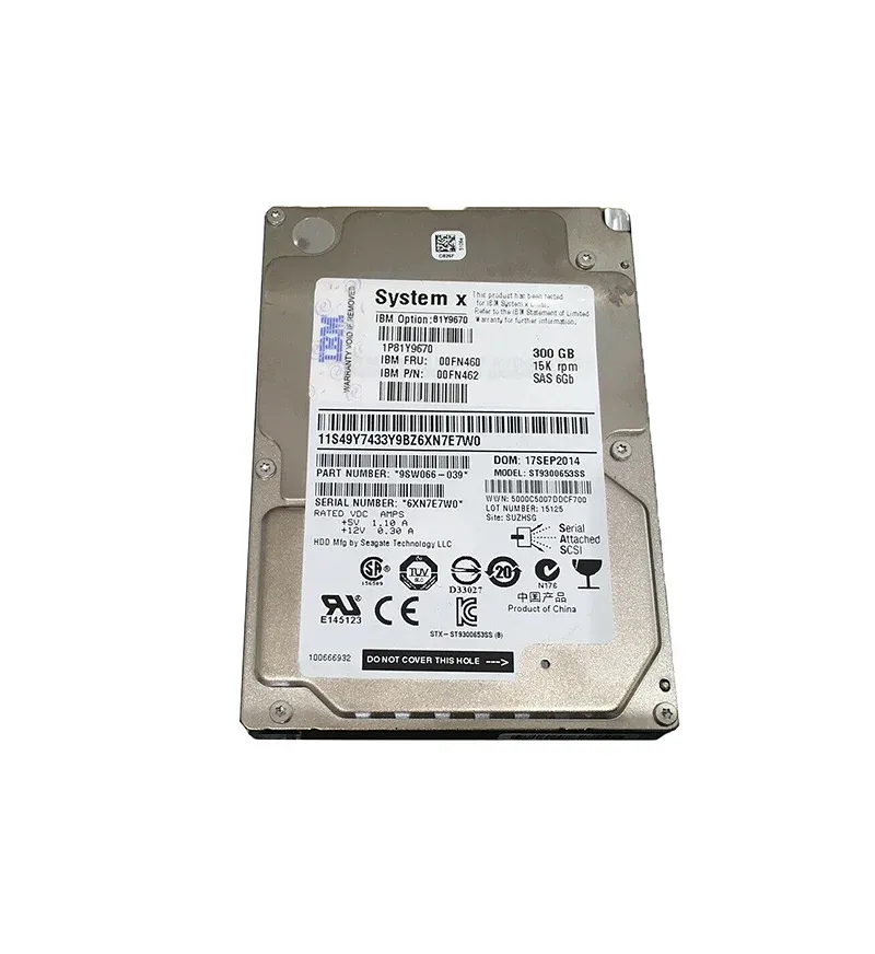00FN462 - IBM 300GB 15000RPM SAS 6Gb/s Hot-Swappable 2.5-inch SFF Hard Drive