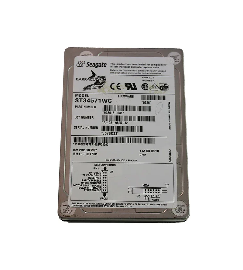 00K7927 - IBM 4.55GB 7200RPM Ultra Wide SCSI 80-Pin Hot-Swappable 3.5-inch Hard Drive