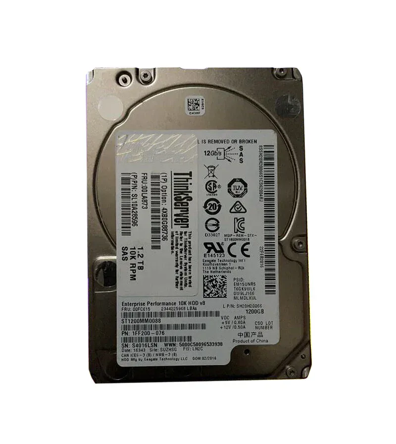 00LA873 - Lenovo 1.2TB 10000RPM SAS 12Gb/s Hot-Swappable 128MB Cache 2.5-inch Hard Drive