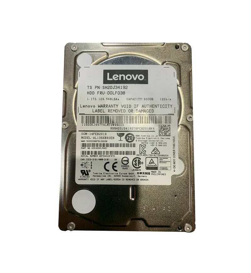 00LF038 - Lenovo 600GB 15000RPM SAS 12Gb/s 2.5-inch Hard Drive