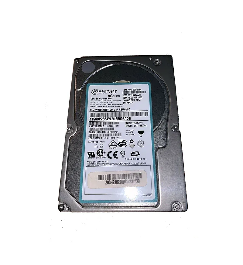 00P2664 - IBM 147GB 10000RPM Ultra-320 SCSI 80-Pin 8MB Cache 3.5-inch Hard Disk Drive