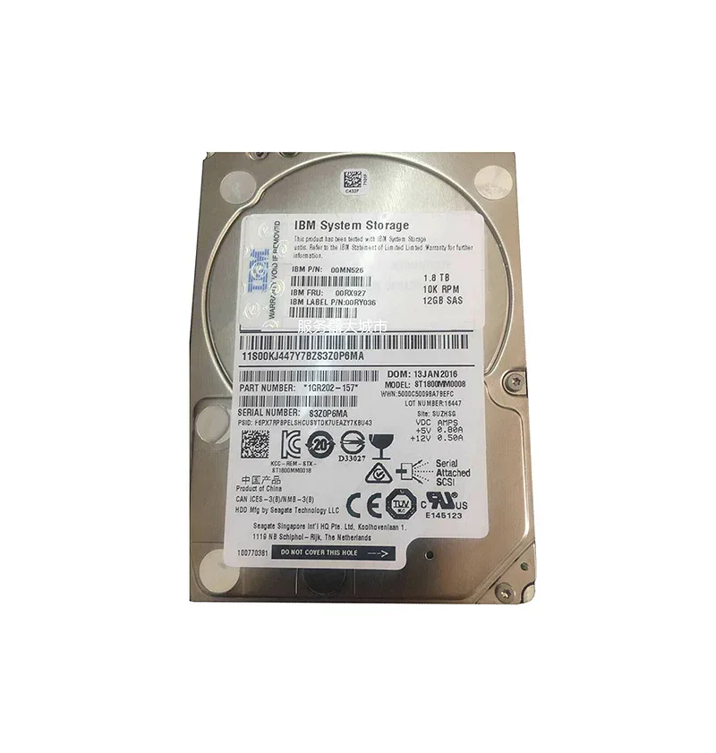00RX927 - IBM 1.8TB 10000RPM SAS 12Gb/s Hot-Swappable 2.5-inch Hard Drive