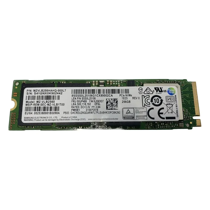 Lenovo 00UP488 256GB Multi-Level Cell PCI Express 3.0 x4 NVMe OPAL M.2 2280 Solid State Drive