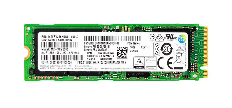 00UP734 - Lenovo 256GB TLC PCI Express 3.0 x4 NVMe M.2 2280 Solid State Drive (SSD)