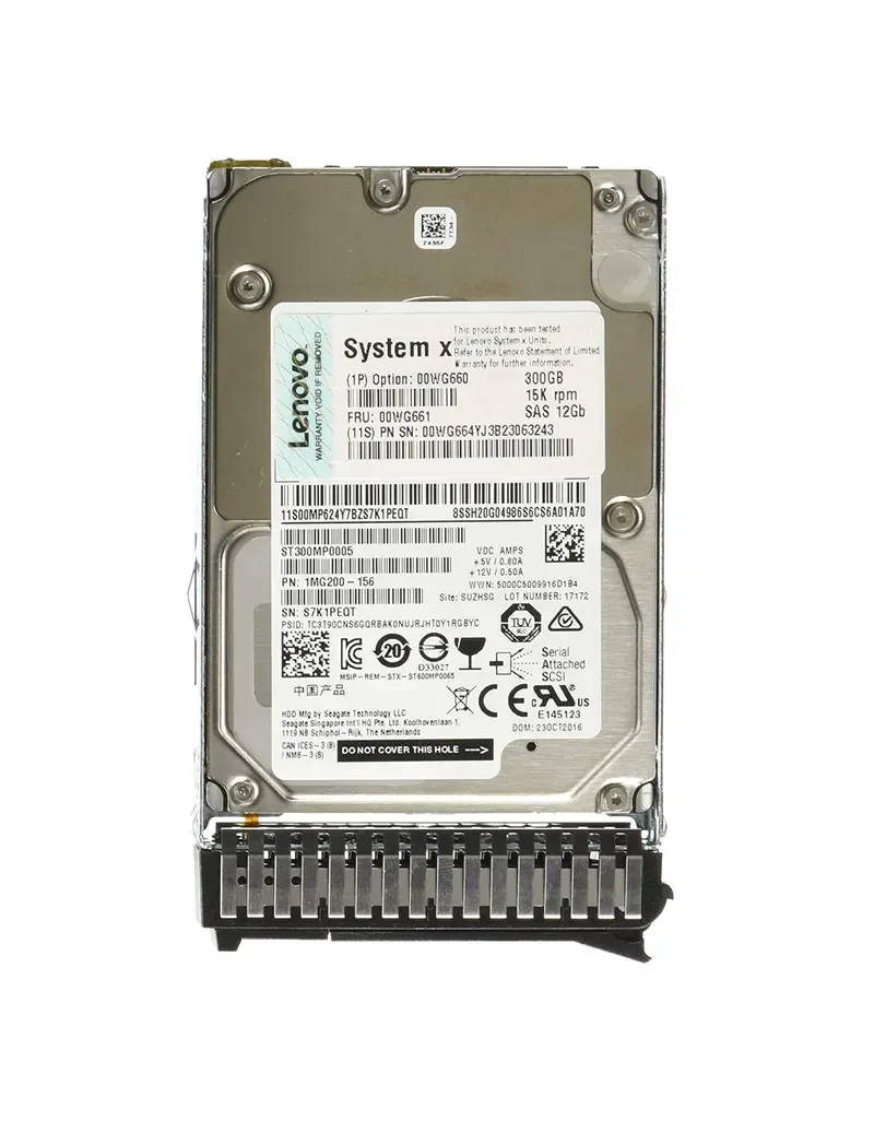 00WG660 - Lenovo 300GB 15000RPM SAS 12Gb/s Hot Swappable 2.5-inch Hard Drive