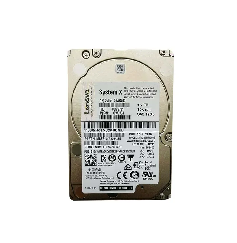 00WG701 - Lenovo 1.2TB 10000RPM SAS 12Gb/s Hot Swappable 2.5-inch Hard Drive