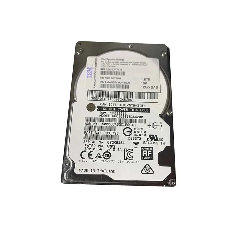 00WY600 - IBM 1.8TB 10000RPM SAS 12Gb/s 2.5-inch Hard Drive