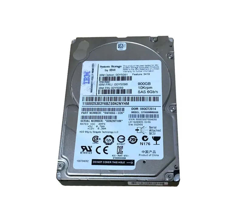 00Y5089 - IBM 900GB 10000RPM SAS 6Gb/s 2.5-inch Hard Drive