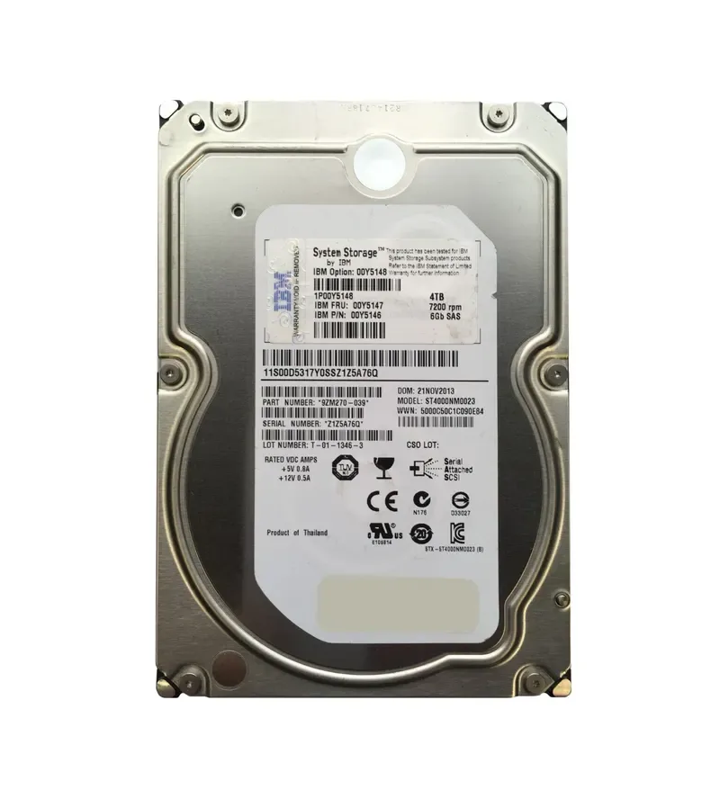 00Y5146 - IBM 4TB 7200RPM 3.5-inch 6GB/s NL SAS Hot-pluggable Hard Drive with Tray