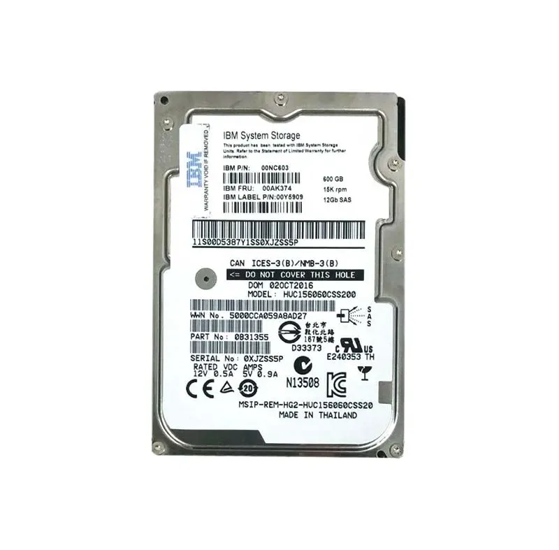 00Y5909 - IBM 600GB 15000RPM SAS 12Gb/s Hot-Swappable 512E Gen3 2.5-inch Hard Drive