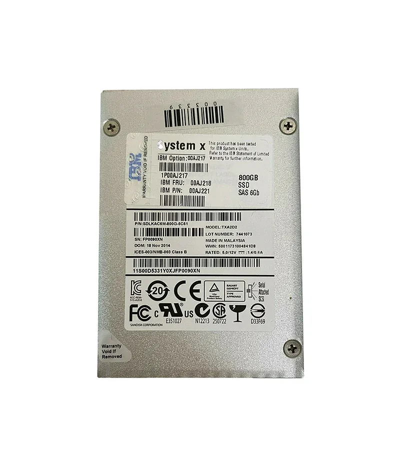 00YC469 - Lenovo 800GB SAS 12Gb/s 2.5-inch Solid State Drive for System x3550 M5 Server