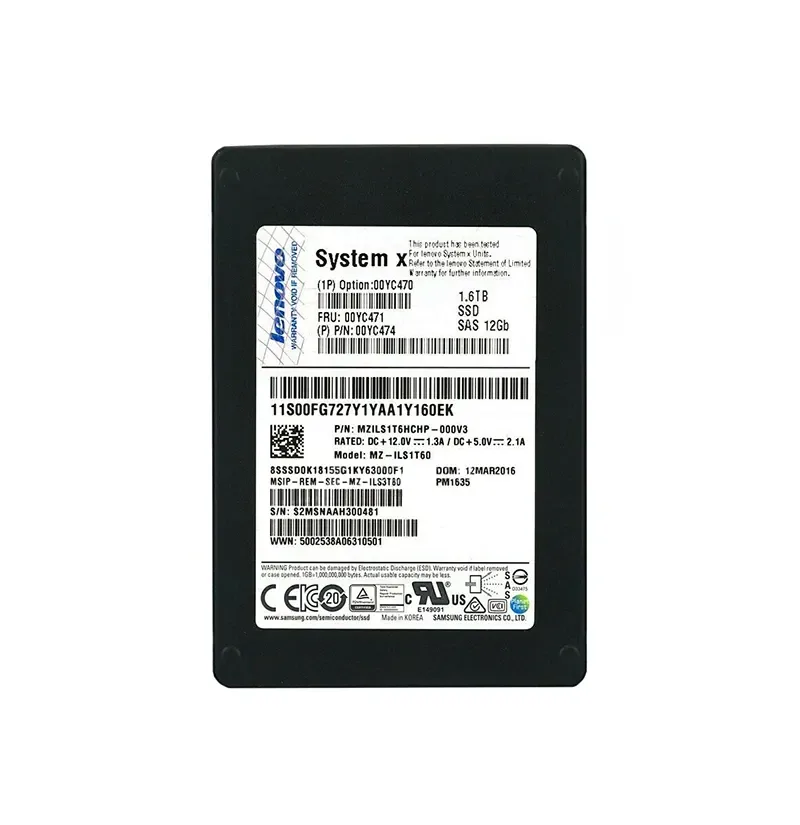 00YC471 - IBM 1600GB SAS 12Gb/s Hot-Swappable Enterprise Mainstream 2.5-inch Solid State Drive