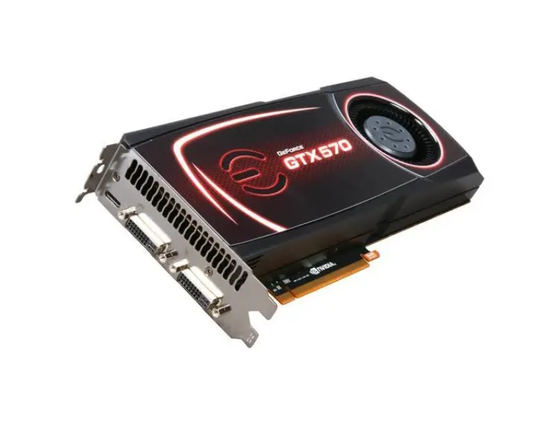 012-P3-1570-KR - EVGA GeForce GTX 570 (Fermi) 1.2GB 320-Bit GDDR5 PCI Express 2.0 x16 Dual DVI/ mini-HDMI/ HDCP Ready SLI Support Video Graphics Card