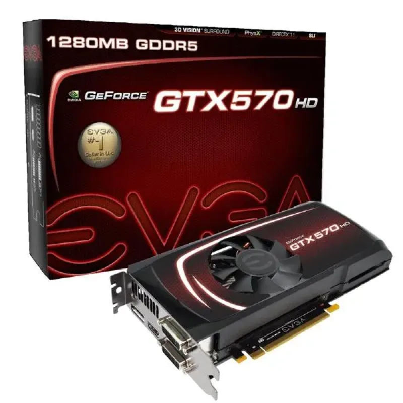 012-P3-1571-R1 - EVGA GeForce GTX 570 HD 1.2GB 320-Bit GDDR5 PCI Express 2.0 x16 HDCP Ready SLI Support Video Graphics Card