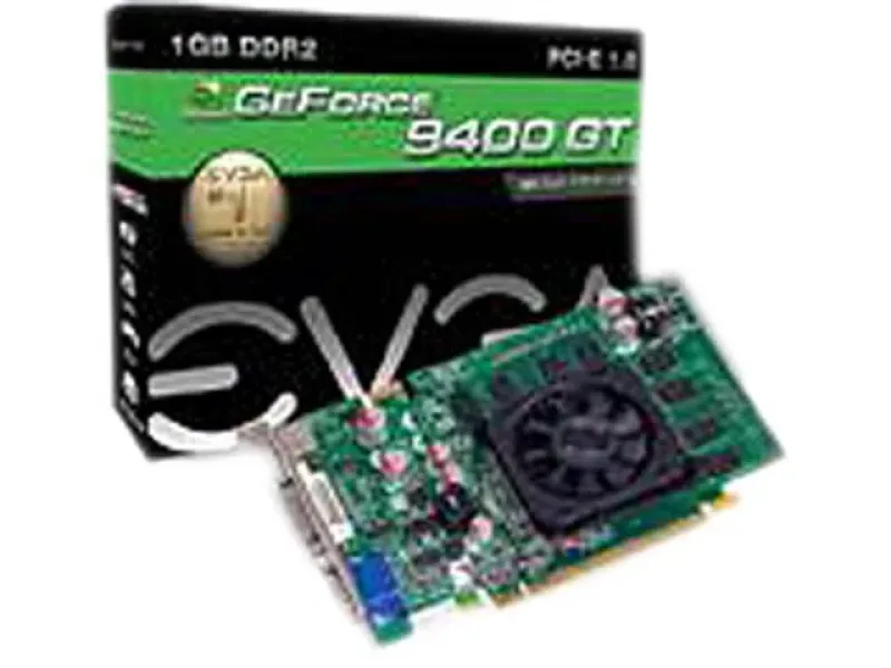 01G-P2-N942-AR - EVGA GeForce 9400 GT 1GB 128-Bit DDR2 PCI Express 2.0 x16 Dual Link DVI-I/ HDMI/ VGA/ HDCP Ready Video Graphics Card