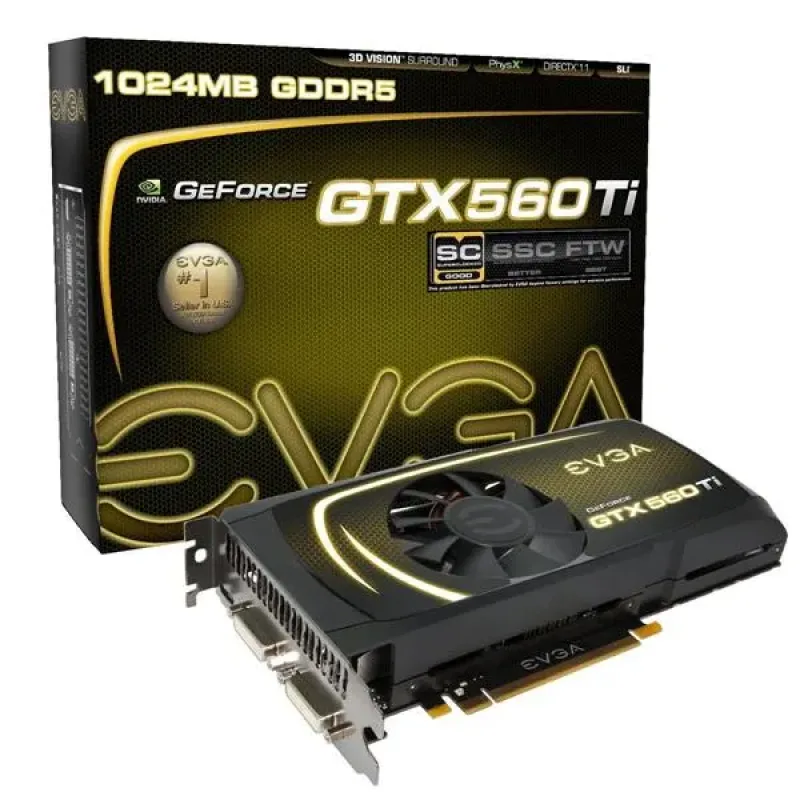 01G-P3-1563-R1 - EVGA GeForce GTX 560 Ti 1GB GDDR5 PCI-Express 2.0 x16 Dual DVI Graphics Card