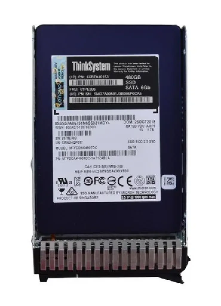 Lenovo 01PE306 480GB SATA 6Gb/s Read Intensive Hot Swap 2.5-inch Solid State Drive. In Stock