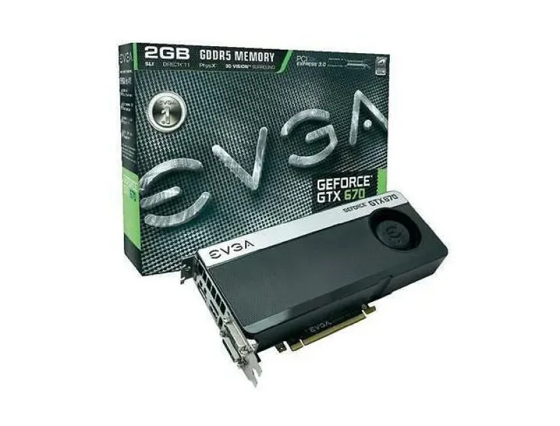 02G-P4-2670-B1 - EVGA GeForce GTX 670 2GB DDR5 256-Bit PCI Express 3.0 x16 DVI-I/ DVI-D/ HDMI/ Display-Port/ SLI Support Video Graphics Card