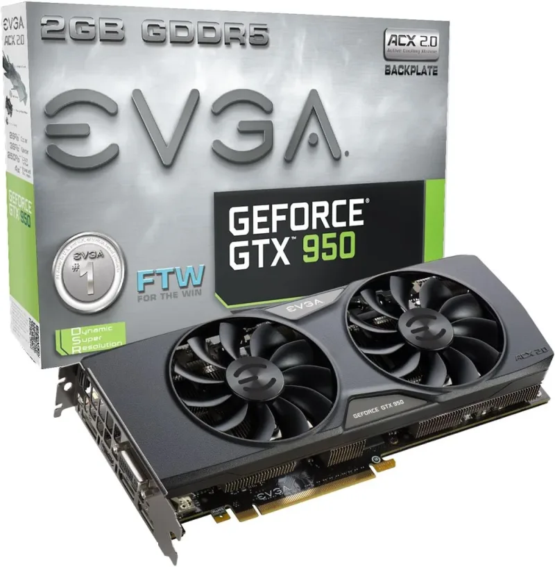 02G-P4-2958-KR - EVGA GeForce GTX 950 2GB FTW Gaming, Silent Cooling Graphics Card