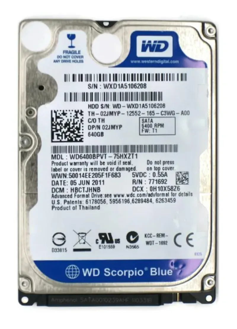 02JMYP - Dell 640GB 5400RPM SATA 3Gb/s 8MB Cache 2.5-inchHard Drive