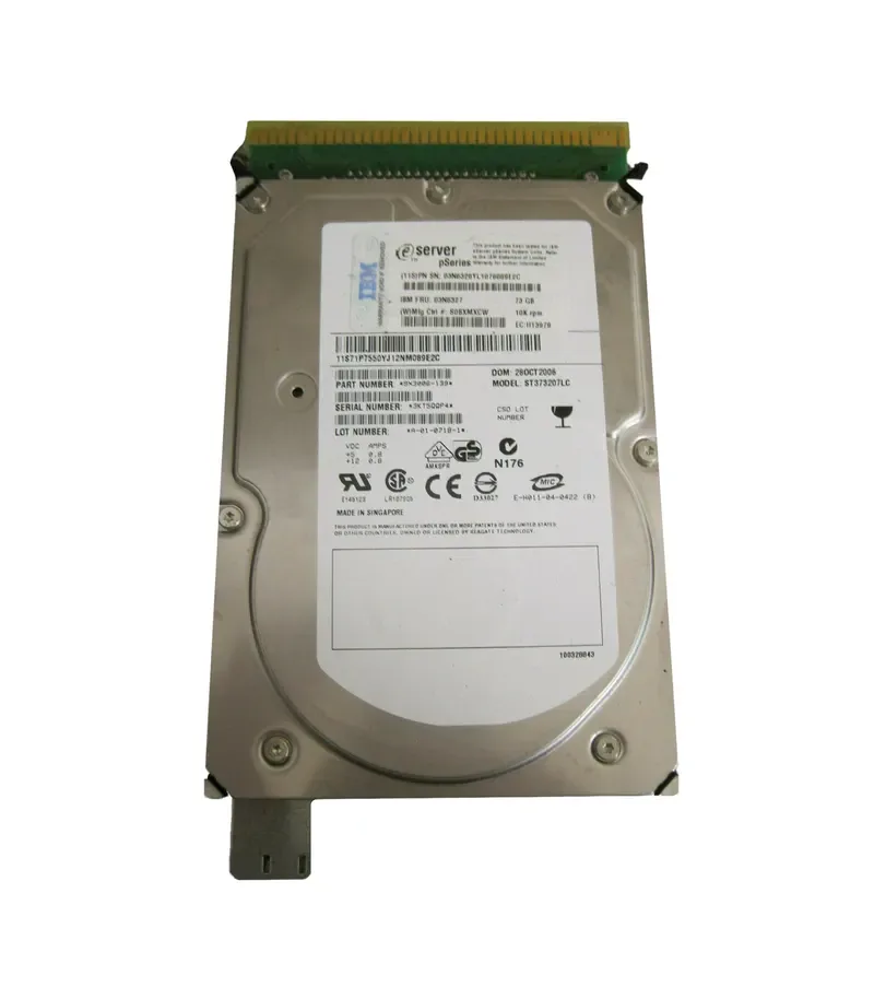 03N6327 - IBM 73GB 10000RPM Ultra-320 SCSI 80-Pin Hot Swappable 3.5-inch Hard Drive