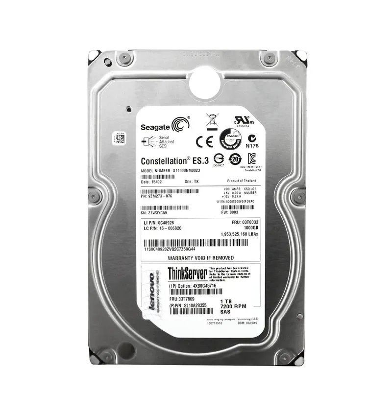 03T7869 - Lenovo 1TB 7200RPM SAS 6Gb/s Hot-Swappable 3.5-inch Enterprise Hard Drive