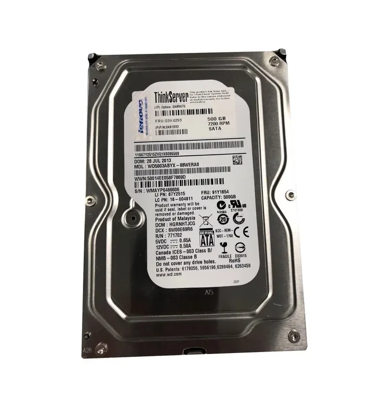 03X4293 - Lenovo 500GB 7200RPM SATA 3Gb/s 3.5-inch Hard Drive