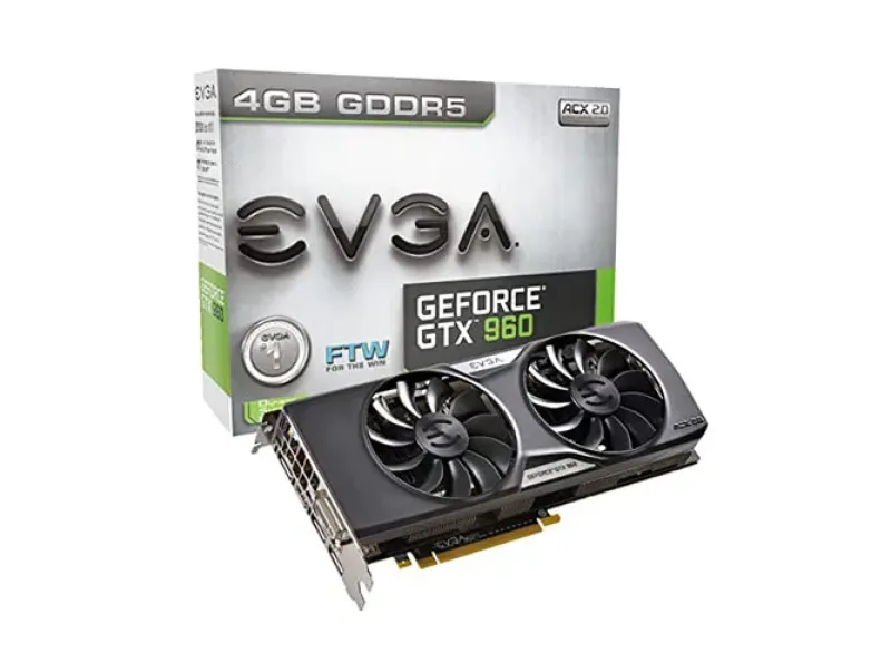 04G-P4-3968-A1 - EVGA GeForce GTX 960 FTW 4GB 128-Bit GDDR5 PCI Express 3.0 SLI Support FTW ACX 2.0+ Video Graphics Card