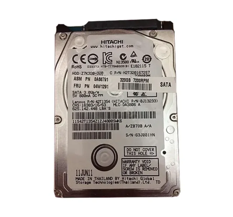 04W1291 - Lenovo 320GB 7200RPM SATA 3Gb/s 2.5-inch Hard Drive for ThinkPad L420 / L520 Laptop System