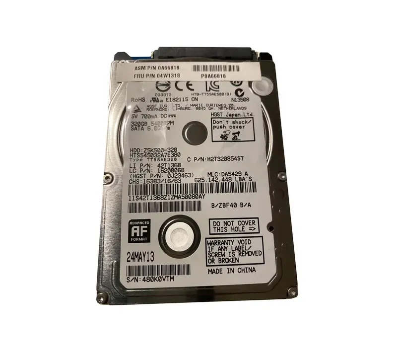 04W1318 - Lenovo 320GB 5400RPM SATA 3Gb/s 2.5-inch Hard Drive for ThinkPad X131e Laptop System