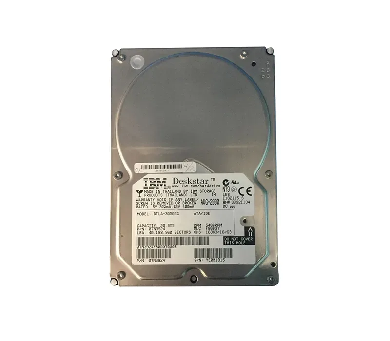 07N3924 - IBM Deskstar 40GV 20.5GB 5400RPM ATA-100 512KB Cache 3.5-inch Hard Drive