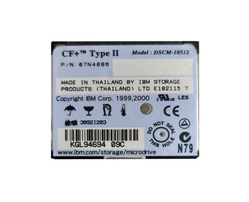 07N4086 - IBM Microdrive 512MB 3600RPM CompactFlash Type II 128KB Cache 1.8-inch Hard Drive