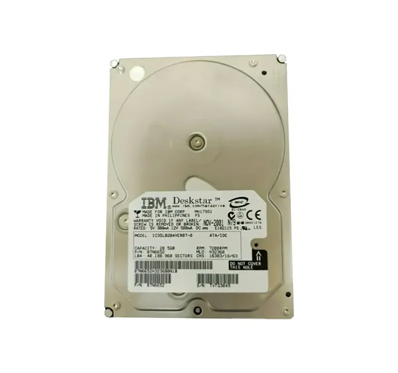07N6652 - IBM Deskstar 60GXP 20.5GB 7200RPM ATA-100 2MB Cache 3.5-inch Hard Drive