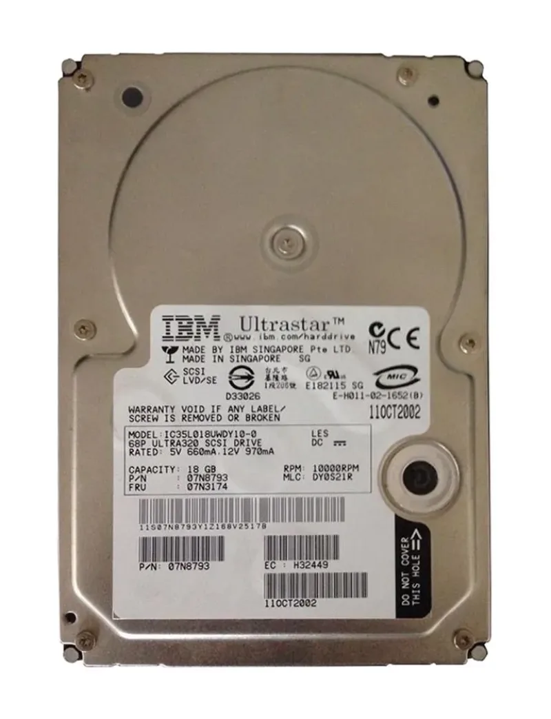 07N8793 - IBM 18GB 10000RPM Ultra 320 SCSI 3.5-inch Hard Drive