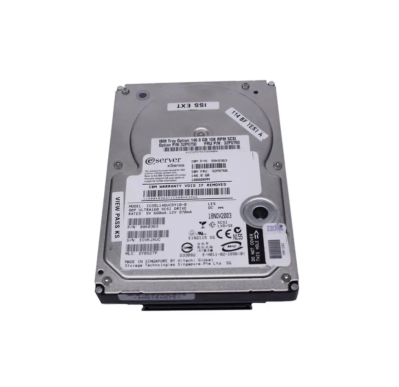 08K0363 - IBM 146.8GB 10000RPM Ultra 160 SCSI 3.5-inch Hard Drive