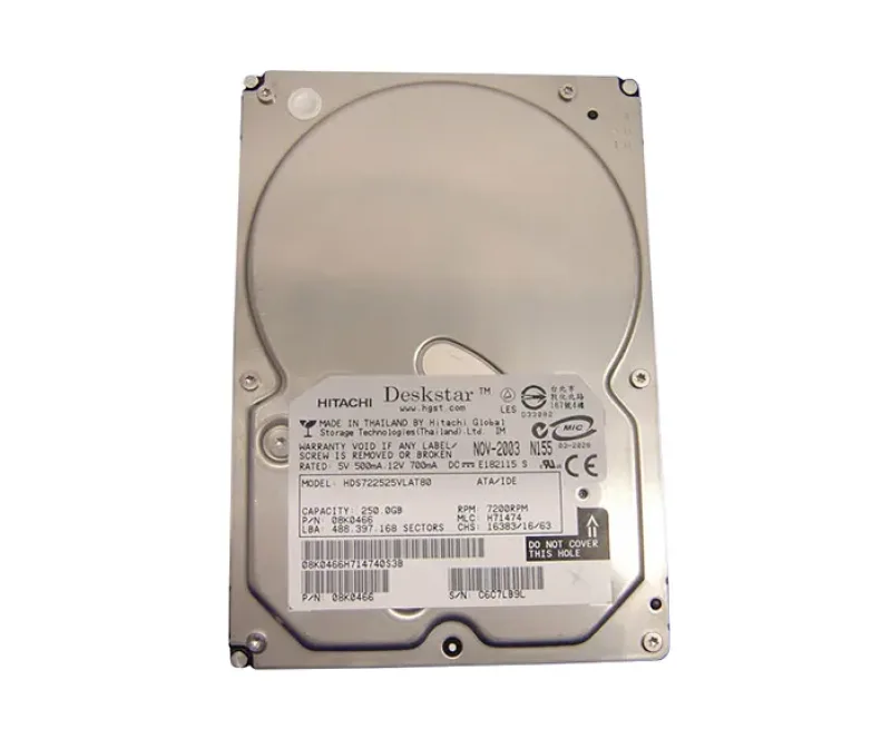 08K0466 - Hitachi Deskstar 250GB 7200RPM ATA-100 8MB Cache 3.5-inch Hard Drive