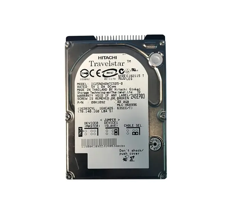 08K1092 - IBM Lenovo 40GB 5400RPM ATA-100 2.5-inch Hard Disk Drive
