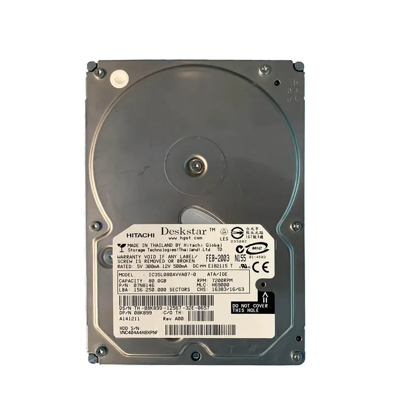 08K899 - Dell 80GB 7200RPM AT100 3.5-inch Hard Drive