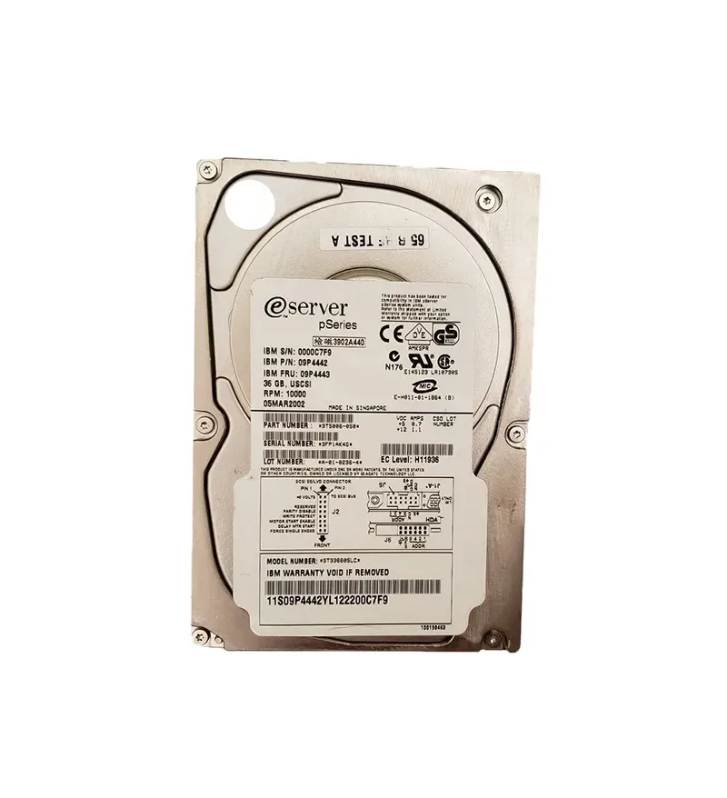 09P4442 - IBM 36.7GB 10000RPM Ultra-320 SCSI 80-Pin 8MB Cache 3.5-inch Hard Drive for pSeries