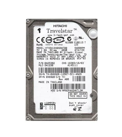 0A25382 - Hitachi TravelStar 40GB 5400RPM 8MB Cache IDE/ATA 44-Pin 2.5-inch 9.5MM Laptop Hard Drive