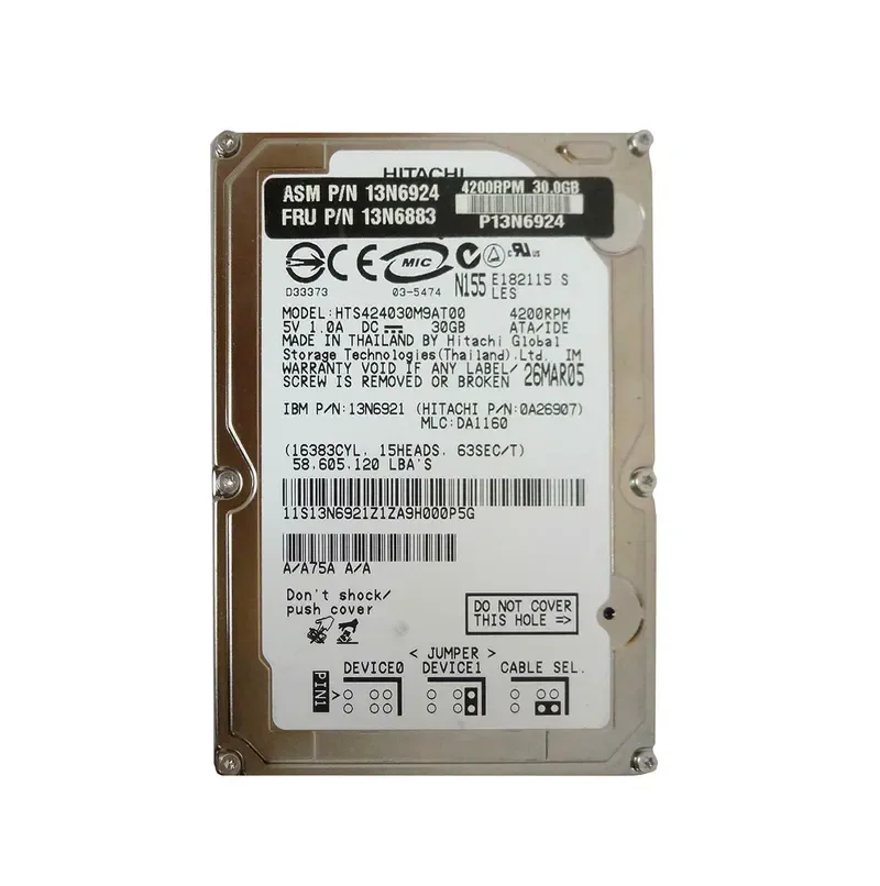 0A26907 - Hitachi Travelstar 4K40 30GB 4200RPM ATA-100 2MB Cache 2.5-inch Hard Drive