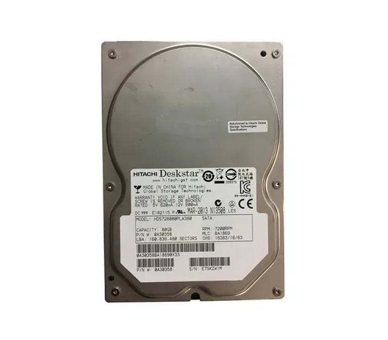 0A30358 - Hitachi Deskstar 7K80 80GB 7200RPM 8MB Cache SATA 3Gb/s 7-Pin 3.5-inch Hard Drive
