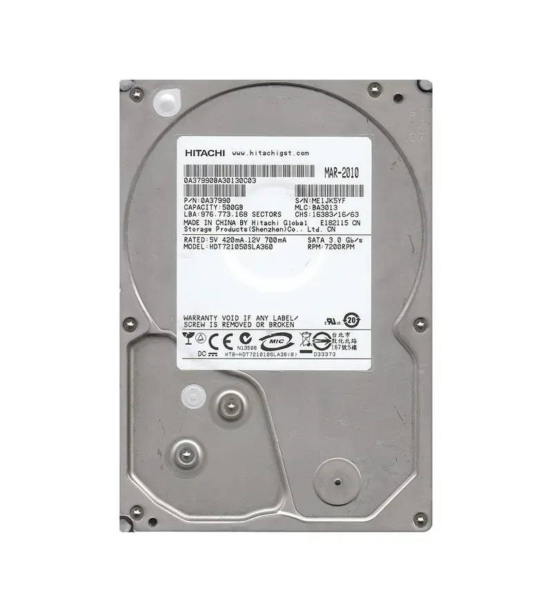 0A37990 - Hitachi Deskstar 7K1000.B 500GB 7200RPM SATA 3Gb/s 16MB Cache 3.5-inch Hard Drive