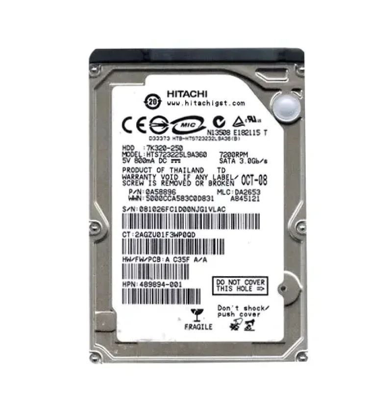 0A58896 - Hitachi Travelstar 7K320 250GB 7200RPM SATA 3Gb/s 16MB Cache 2.5-inch Hard Drive