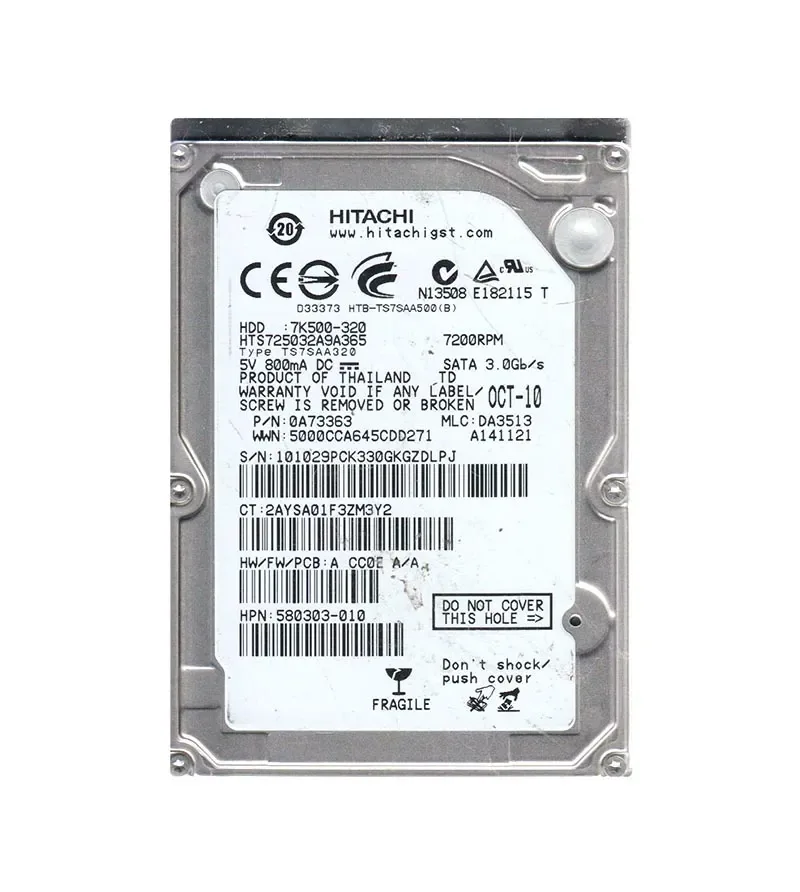 0A73363 - Hitachi Travelstar 7K500 320GB 7200RPM SATA 3Gb/s 16MB Cache 2.5-inch Hard Drive