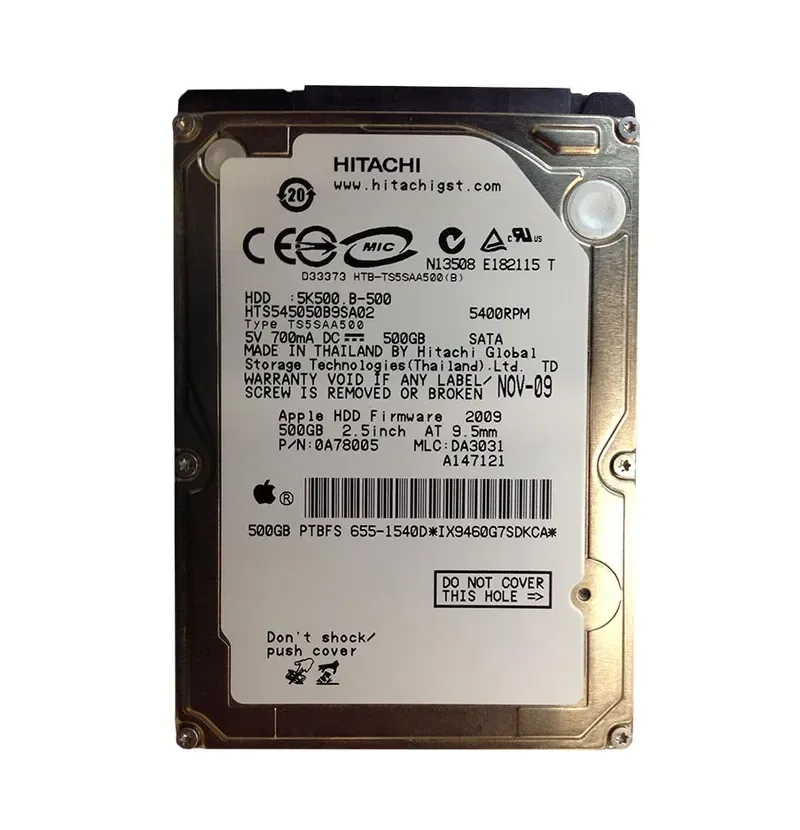 0A78005 - Hitachi Travelstar 5K500.B 500GB 5400RPM SATA 1.5Gb/s 8MB Cache 2.5-inch Hard Drive