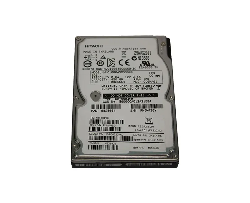 0B25664 - Hitachi 450GB 10000RPM SAS 6Gb/s 2.5-inch Hard Drive